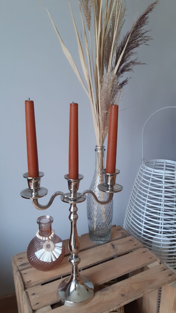 Chandelier argenté 3 branches 26 et 31 cm