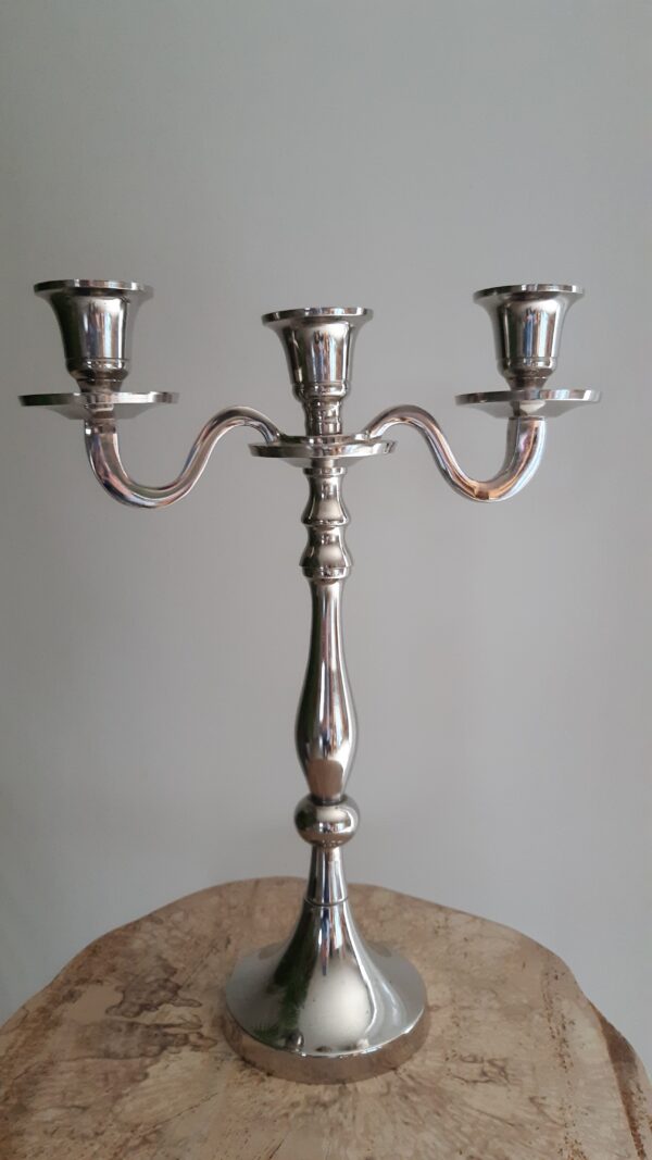 Chandelier argenté 3 branches 26 et 31 cm – Image 4